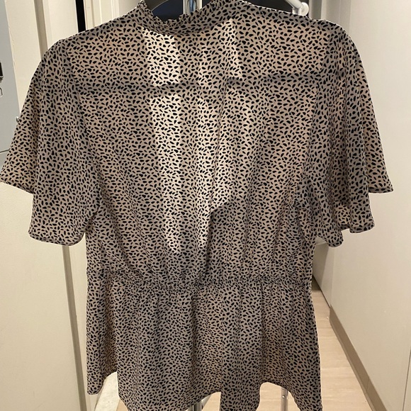 Monteau Cream Wrap Blouse with Black Dot Print - Picture 6 of 7